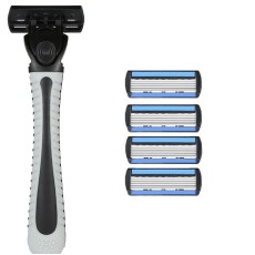 Aparat de Ras Manual, Flippy, din Otel Inoxidabil, Suport Lama + 4 Capete de Schimb Incluse, Cutie pentru Lame, Negru Aparat de Ras Manual, Flippy, din Otel Inoxidabil, Suport Lama + 4 Capete de Schimb Incluse, Cutie pentru Lame, Negru