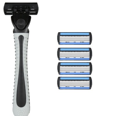 Aparat de Ras Manual, Flippy, din Otel Inoxidabil, Suport Lama + 4 Capete de Schimb Incluse, Cutie pentru Lame, Negru Aparat de Ras Manual, Flippy, din Otel Inoxidabil, Suport Lama + 4 Capete de Schimb Incluse, Cutie pentru Lame, Negru