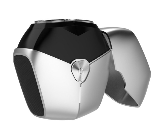 Aparat de Ras Portabil, Flippy, 8W, Autonomie 60 min, Incarcare Cablu Type C Inclus, Periuta de Curatare, Husa, Reincarcabil, 7.3x7.5x3.3 cm, Gri