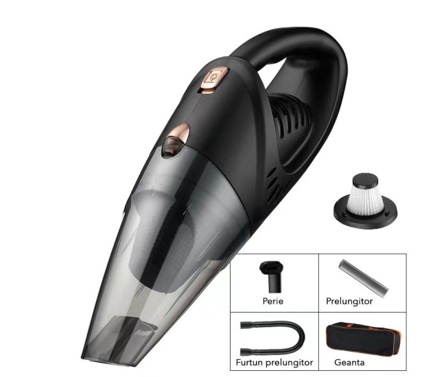 Aspirator Auto, Flippy, pentru interiorul Automobilului, putere Turbo, alimentare DC 12 V, 42 x 14 cm, Negru