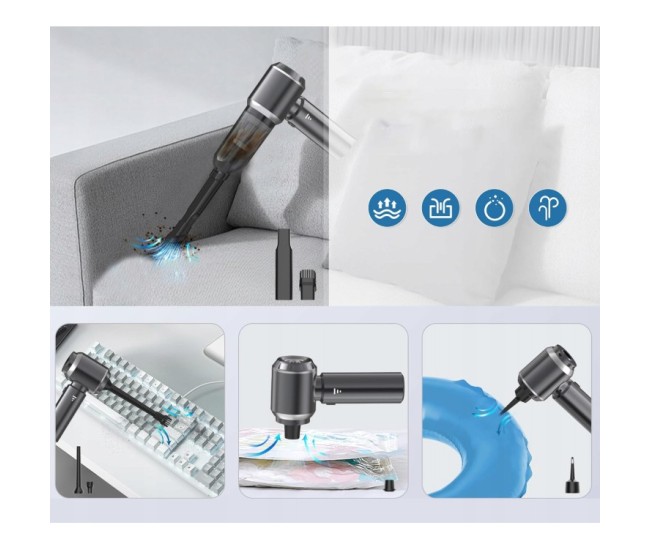 Aspirator Portabil Auto, Flippy, pentru Casa si Masina, 3 Viteze, Incarcator Tip-C cu Incarcare Rapida, Tub Prelungitor, 2000mAh, 7 Capete de Aspirare si Suflare, 21x20x6.5 cm, Negru Aspirator Portabil Auto, Flippy, pentru Casa si Masina, 3 Viteze, Incarcator Tip-C cu Incarcare Rapida, Tub Prelungitor, 2000mAh, 7 Capete de Aspirare si Suflare, 21x20x6.5 cm, Negru