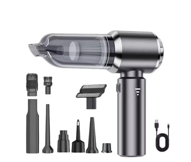 Aspirator Portabil Auto, Flippy, pentru Casa si Masina, 3 Viteze, Incarcator Tip-C cu Incarcare Rapida, Tub Prelungitor, 2000mAh, 7 Capete de Aspirare si Suflare, 21x20x6.5 cm, Negru Aspirator Portabil Auto, Flippy, pentru Casa si Masina, 3 Viteze, Incarcator Tip-C cu Incarcare Rapida, Tub Prelungitor, 2000mAh, 7 Capete de Aspirare si Suflare, 21x20x6.5 cm, Negru