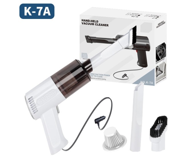 Aspirator Portabil Auto, Flippy, Tip Pistol K7A, Pentru Casa si Masina, Cablu Auto, 36 x 17 cm, Alb Aspirator Portabil Auto, Flippy, Tip Pistol K7A, Pentru Casa si Masina, Cablu Auto, 36 x 17 cm, Alb