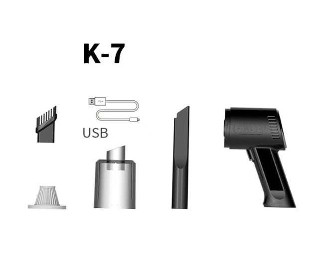 Aspirator Portabil Fara Fir, Flippy, Tip Pistol K7, Pentru Casa si Masina, Incarcare USB, Autonomie 30 Min, 36 x 17 cm, Negru Aspirator Portabil Fara Fir, Flippy, Tip Pistol K7, Pentru Casa si Masina, Incarcare USB, Autonomie 30 Min, 36 x 17 cm, Negru