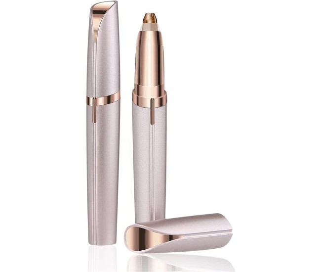 Trimmer Facial, Flippy, pentru Sprancene, Incarcare USB, 1.5 x 13 cm, din ABS, Sampanie