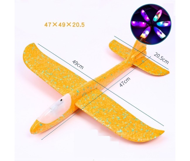 Avion Planor cu Pilot, Flippy, Din Polistiren, Cu Lumini in Cabina Pilotului, Lungime 47 cm, Portocaliu Avion Planor cu Pilot, Flippy, Din Polistiren, Cu Lumini in Cabina Pilotului, Lungime 47 cm, Portocaliu