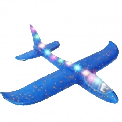 Avion Planor cu Pilot, Flippy, Din Polistiren, Cu Lumini pe Toata Lungimea, 47 cm, Albastru Avion Planor cu Pilot, Flippy, Din Polistiren, Cu Lumini pe Toata Lungimea, 47 cm, Albastru