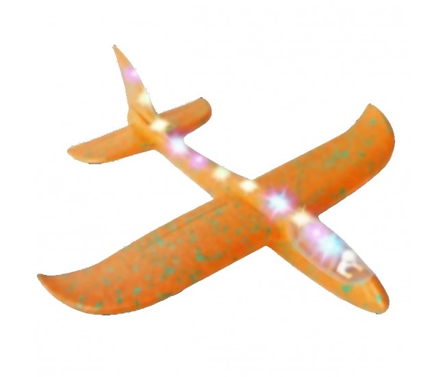 Avion Planor cu Pilot, Flippy, Din Polistiren, Cu Lumini pe Toata Lungimea, 47 cm, Portocaliu Avion Planor cu Pilot, Flippy, Din Polistiren, Cu Lumini pe Toata Lungimea, 47 cm, Portocaliu