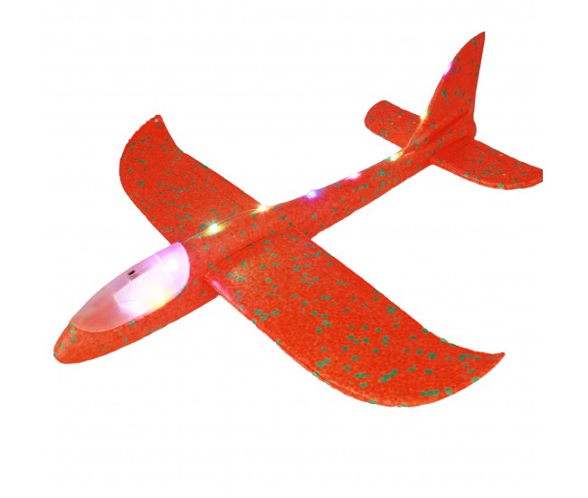 Avion Planor cu Pilot, Flippy, Din Polistiren, Cu Lumini pe Toata Lungimea, 47 cm, Rosu Avion Planor cu Pilot, Flippy, Din Polistiren, Cu Lumini pe Toata Lungimea, 47 cm, Rosu