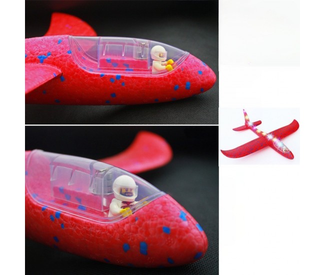 Avion Planor cu Pilot, Flippy, Din Polistiren, Cu Lumini pe Toata Lungimea, 47 cm, Rosu Avion Planor cu Pilot, Flippy, Din Polistiren, Cu Lumini pe Toata Lungimea, 47 cm, Rosu