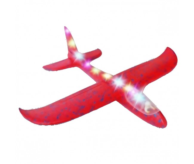 Avion Planor cu Pilot, Flippy, Din Polistiren, Cu Lumini pe Toata Lungimea, 47 cm, Rosu Avion Planor cu Pilot, Flippy, Din Polistiren, Cu Lumini pe Toata Lungimea, 47 cm, Rosu