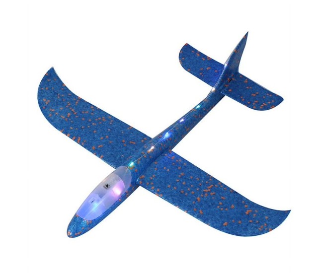 Avion Planor Flippy, cu Lumini pe Toata Lungimea, din Poliester, 48 cm, Albastru