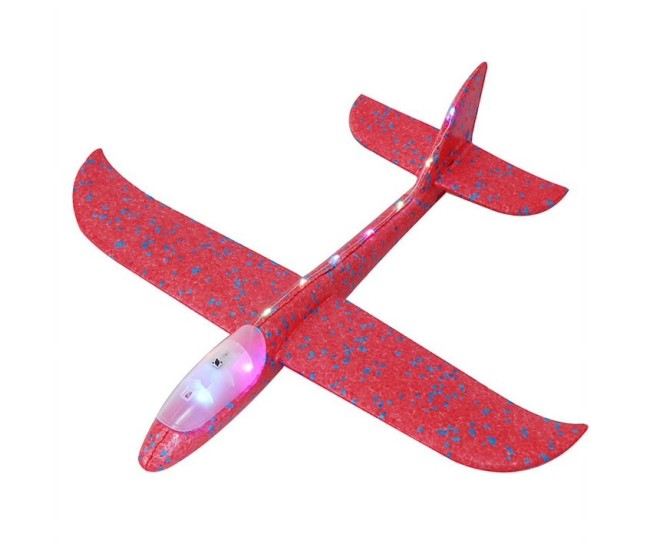 Avion Planor Flippy, cu Lumini pe Toata Lungimea, din Poliester, 48 cm, Rosu