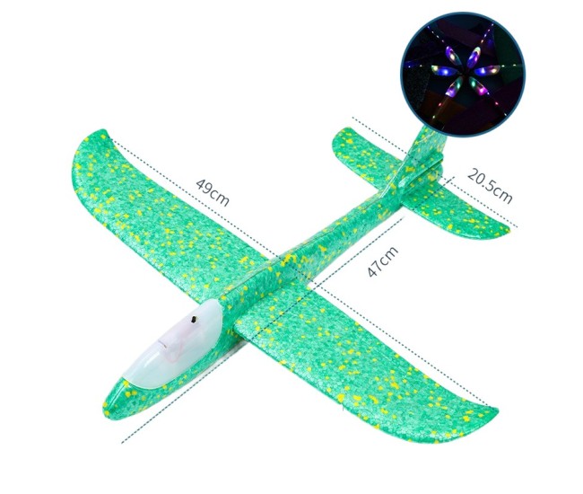 Avion Planor Flippy, cu Lumini pe Toata Lungimea, din Poliester, 48 cm, Verde Avion Planor Flippy, cu Lumini pe Toata Lungimea, din Poliester, 48 cm, Verde