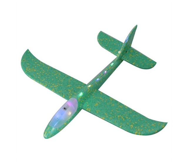 Avion Planor Flippy, cu Lumini pe Toata Lungimea, din Poliester, 48 cm, Verde Avion Planor Flippy, cu Lumini pe Toata Lungimea, din Poliester, 48 cm, Verde