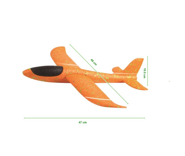 Avion Planor, in punga, Flippy, din Polistiren, Lungime 47 cm, Portocaliu