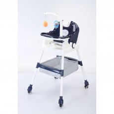 Baby dining chair Baby dining chair-color: dark blue high chair + universal wheel + cushion