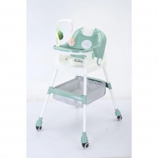 Baby dining chair Baby dining chair-color: green high chair + universal wheel + cushion