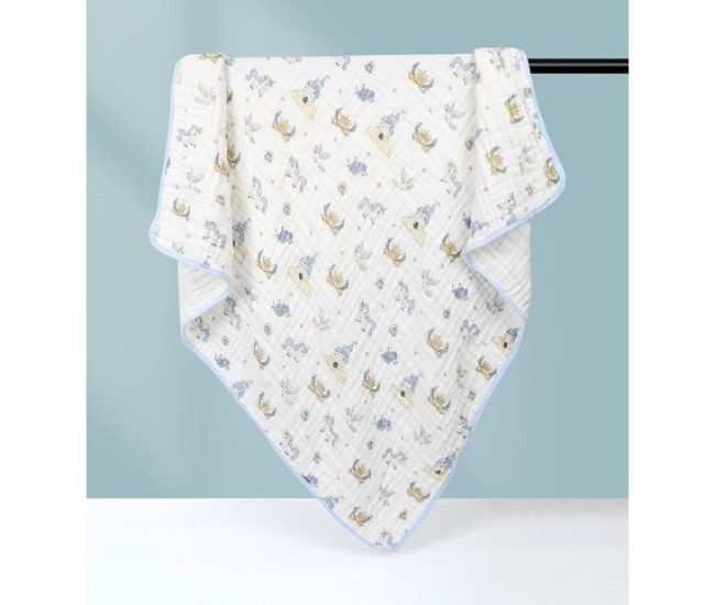 Prosop de baie din bumbac si tifon pentru Bebelusi, Flippy, cu Sase Straturi, pentru Copii, 110x110 cm, Model Unicorni, Bej Albastru Prosop de baie din bumbac si tifon pentru Bebelusi, Flippy, cu Sase Straturi, pentru Copii, 110x110 cm, Model Unicorni, Bej Albastru