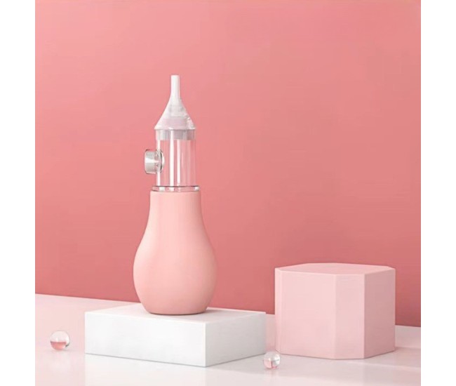 Set Aspirator Nazal pentru Copii, Flippy, Manual, Anti-Reflux, cu Pompita, Usor de Curatat, Varf din Silicon, 11.2x4cm, Roz