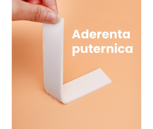 Banda Dubla Adeziva, Flippy, Banda Adeziva cu Burete, pentru Cadouri si Ambalaje, 1 m, Latime 2.5 cm, Alb