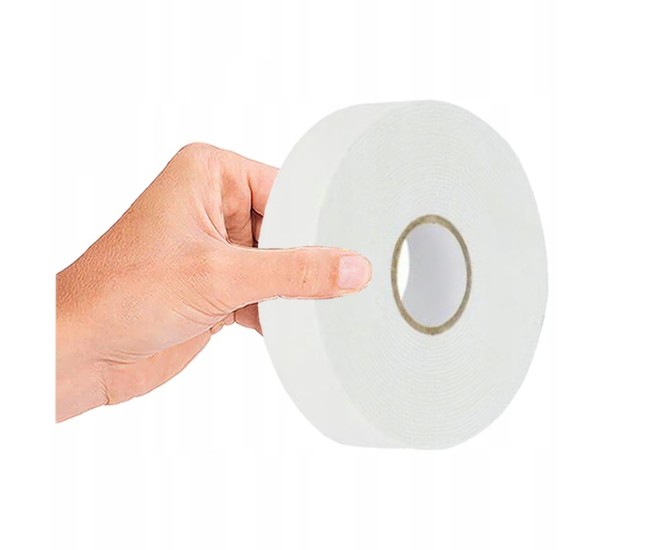 Banda Dubla Adeziva, Flippy, Vascozitate Ridicata, din Spuma, 3 mm Grosime, 2 cm Latime, 10 m Lunigme, Alb Banda Dubla Adeziva, Flippy, Vascozitate Ridicata, din Spuma, 3 mm Grosime, 2 cm Latime, 10 m Lunigme, Alb