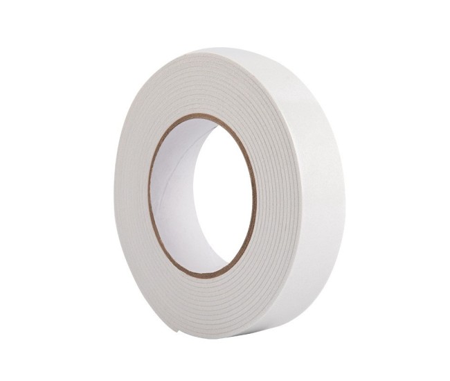 Banda Dubla Adeziva, Flippy, Banda Adeziva cu Burete, pentru Cadouri si Ambalaje, 1 m, Latime 2.5 cm, Alb