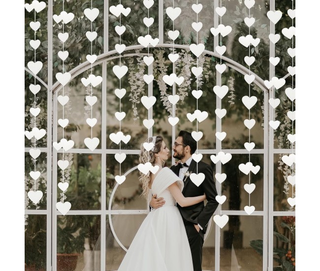 Banner cu Inimioare, Flippy, Tip Franjuri, 4 m, Rola de Ata Inclusa, Alb Banner cu Inimioare, Flippy, Tip Franjuri, 4 m, Rola de Ata Inclusa, Alb