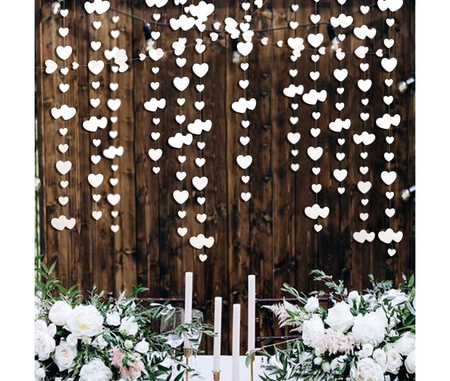 Banner cu Inimioare, Flippy, Tip Franjuri, 4 m, Rola de Ata Inclusa, Alb Banner cu Inimioare, Flippy, Tip Franjuri, 4 m, Rola de Ata Inclusa, Alb