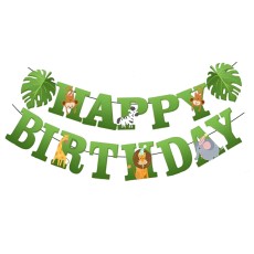 Banner Happy Birthday 100x200 cm, Flippy, Rola de Ata Inclusa, Tematica Jungle, Verde Banner Happy Birthday 100x200 cm, Flippy, Rola de Ata Inclusa, Tematica Jungle, Verde