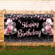 Banner Tip Fundal pentru Poze, Flippy, din Panza, 185 x 110 cm, Sfoara 6 m, Prindere in 4 Colturi, Negru/Roz
