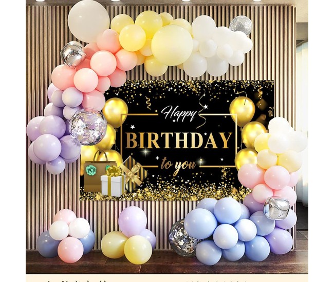 Banner Tip Fundal pentru Poze, Flippy, din Panza, Model Happy Birthday to You, 185 x 110 cm, Sfoara 6 m, Prindere in 4 Colturi, Negru/Auriu Banner Tip Fundal pentru Poze, Flippy, din Panza, Model Happy Birthday to You, 185 x 110 cm, Sfoara 6 m, Prindere in 4 Colturi, Negru/Auriu