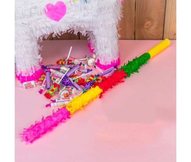 Bat pentru Pinata, Flippy, din Carton Rezistent decorat cu Hartie Creponata, Lunigime de 59 cm, Multicolor Bat pentru Pinata, Flippy, din Carton Rezistent decorat cu Hartie Creponata, Lunigime de 59 cm, Multicolor