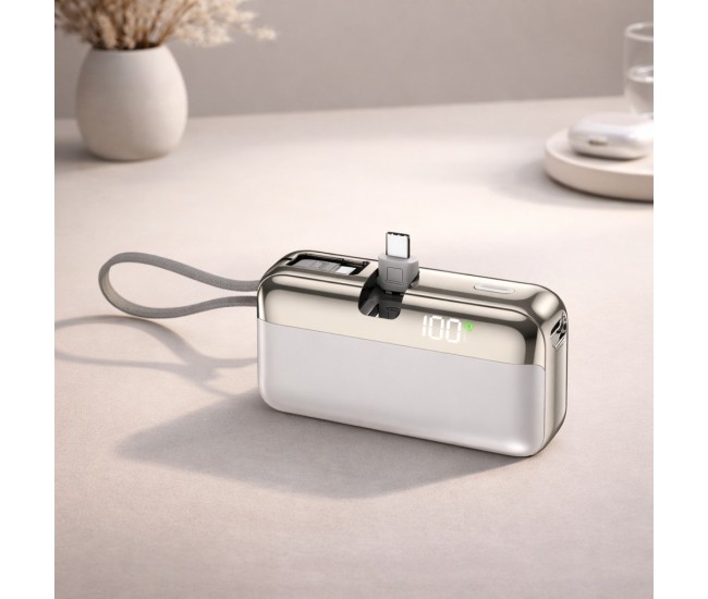 Baterie Externa, Flippy, Power Bank, Capsule, 10000 mAh, Design Compact, Incarcare Rapida, Compatibilitate Universala, 9 x 5 x 2,5 cm, Alb