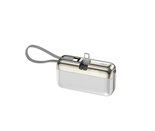 Baterie Externa, Flippy, Power Bank, Capsule, 10000 mAh, Design Compact, Incarcare Rapida, Compatibilitate Universala, 9 x 5 x 2,5 cm, Alb