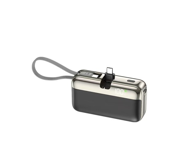 Baterie Externa, Flippy, Power Bank, Capsule, 10000 mAh, Design Compact, Incarcare Rapida, Compatibilitate Universala, 9 x 5 x 2,5 cm, Negru