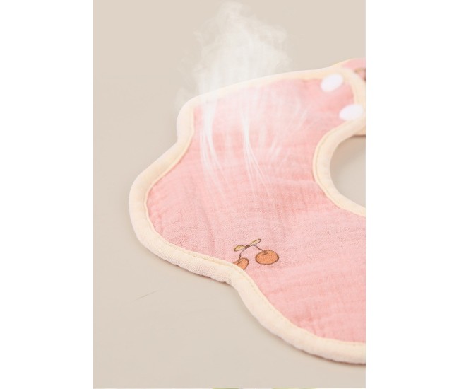 Baveta Tip Floare, Flippy, din Bumbac, pentru Copii 0-12 Luni, Rezistenta la apa, cu Capse, Model cu Cirese, 26 x 29 cm, Roz Baveta Tip Floare, Flippy, din Bumbac, pentru Copii 0-12 Luni, Rezistenta la apa, cu Capse, Model cu Cirese, 26 x 29 cm, Roz