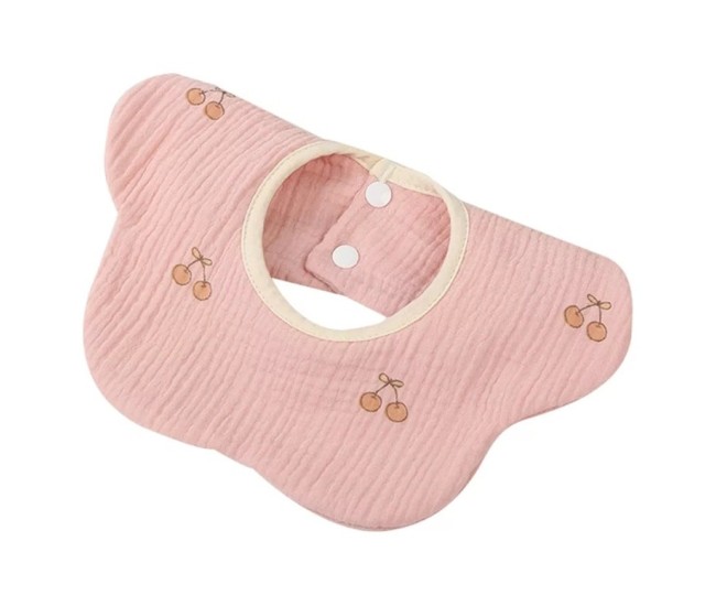 Baveta Tip Floare, Flippy, din Bumbac, pentru Copii 0-12 Luni, Rezistenta la apa, cu Capse, Model cu Cirese, 26 x 29 cm, Roz Baveta Tip Floare, Flippy, din Bumbac, pentru Copii 0-12 Luni, Rezistenta la apa, cu Capse, Model cu Cirese, 26 x 29 cm, Roz