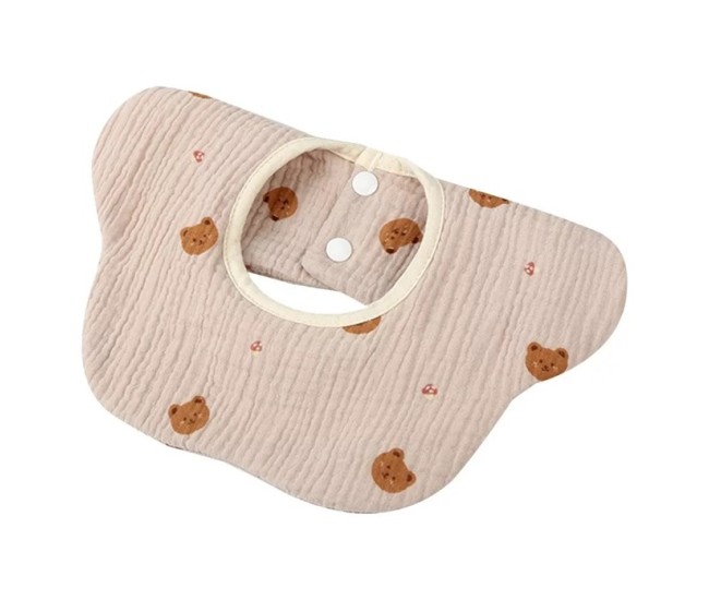 Baveta Tip Floare, Flippy, din Bumbac, pentru Copii 0-12 Luni, Rezistenta la apa, cu Capse, Model cu Ursuleti, 26 x 29 cm, Crem Baveta Tip Floare, Flippy, din Bumbac, pentru Copii 0-12 Luni, Rezistenta la apa, cu Capse, Model cu Ursuleti, 26 x 29 cm, Crem
