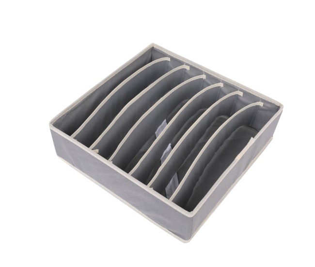 Cutie De Depozitare, Flippy, Pentru Lenjerie, Sosete Si Sutiene, Material Textil, 7 Compartimente, 32 x 32 x 10 cm, Culoare Gri Cutie De Depozitare, Flippy, Pentru Lenjerie, Sosete Si Sutiene, Material Textil, 7 Compartimente, 32 x 32 x 10 cm, Culoare Gri