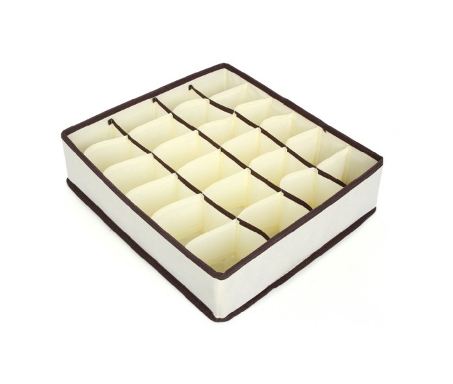 Cutie De Depozitare, Flippy, Pentru Lenjerie, Sosete Si Sutiene, Material Textil, 24 Compartimente, 32 x 32 x 10 cm, Culoare Bej Cutie De Depozitare, Flippy, Pentru Lenjerie, Sosete Si Sutiene, Material Textil, 24 Compartimente, 32 x 32 x 10 cm, Culoare Bej