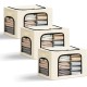 Cutie de Depozitare, Flippy, cu 3 Ferestre cu Fermoar Bidirectional, Cadru din Otel, Impermeabil, 38L, 42 x 30 x 30 cm, Bej Cutie de Depozitare, Flippy, cu 3 Ferestre cu Fermoar Bidirectional, Cadru din Otel, Impermeabil, 38L, 42 x 30 x 30 cm, Bej