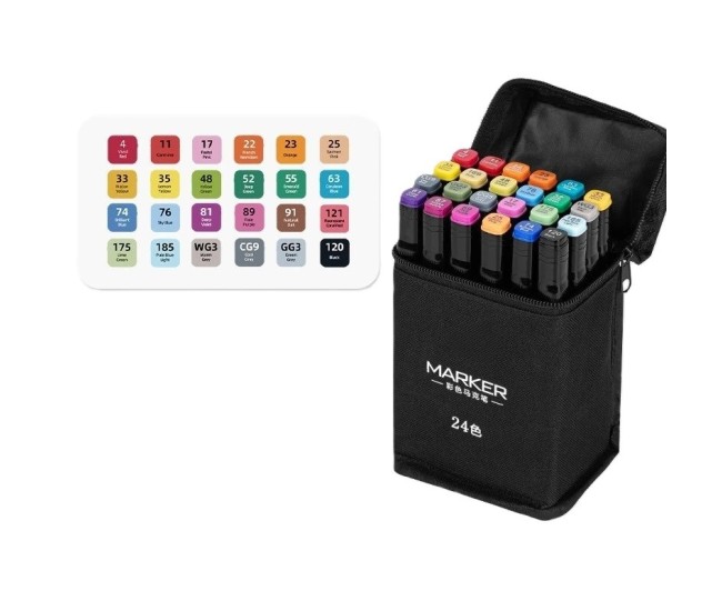 Set 24 Markere, Flippy, pe Baza de Ulei, Dublu Capat, Subtire 1mm si Gros 6 mm, Geanta Depozitare, 15 cm, Multicolor Set 24 Markere, Flippy, pe Baza de Ulei, Dublu Capat, Subtire 1mm si Gros 6 mm, Geanta Depozitare, 15 cm, Multicolor