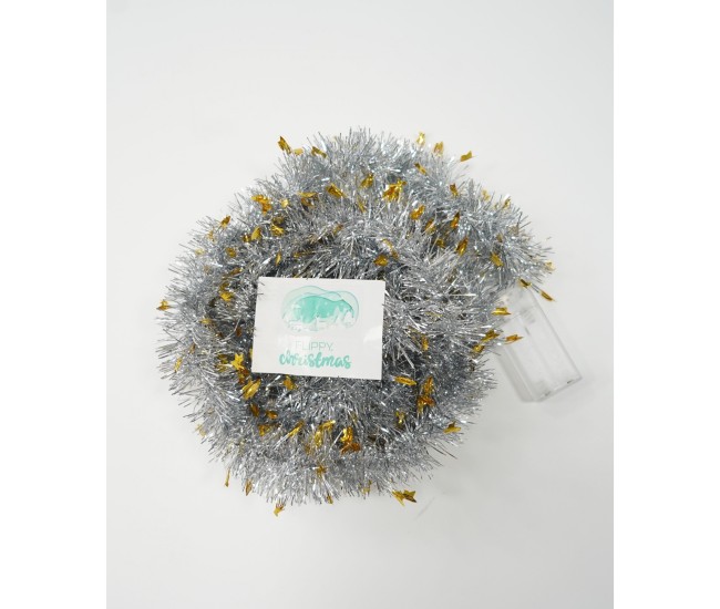 Beteala Craciun cu LED, Aurie, model cu stelute, 2 m x 5 cm, PVC, Sir, Artificiala, Flippy Beteala Craciun cu LED, Aurie, model cu stelute, 2 m x 5 cm, PVC, Sir, Artificiala, Flippy
