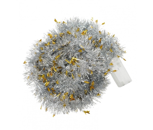Beteala Craciun cu LED, Aurie, model cu stelute, 2 m x 5 cm, PVC, Sir, Artificiala, Flippy Beteala Craciun cu LED, Aurie, model cu stelute, 2 m x 5 cm, PVC, Sir, Artificiala, Flippy