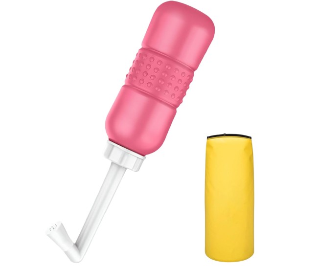 Bideu Portabil pentru Igiena Intima, Flippy, pentru Postpartum/ Postoperator, 450 mL, cu Capac si Husa Galbena, 29.5x7 cm, Culoare Recipient Roz Bideu Portabil pentru Igiena Intima, Flippy, pentru Postpartum/ Postoperator, 450 mL, cu Capac si Husa Galbena, 29.5x7 cm, Culoare Recipient Roz