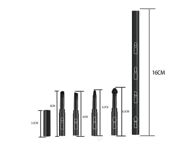 Set Pensule de Machiaj 4in1, Flippy, pentru Fard, Sprancene si Buze, 16 cm, din Plastic, Negru Set Pensule de Machiaj 4in1, Flippy, pentru Fard, Sprancene si Buze, 16 cm, din Plastic, Negru