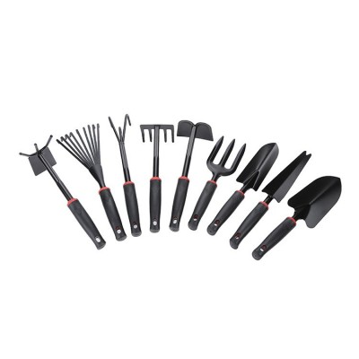 Set 9 Unelte de Gradina Flippy, pentru Plantare Prelucrare Sol si Ingrijire Plante, Material PVC si cardboard, 25 x 14.5 cm, negru