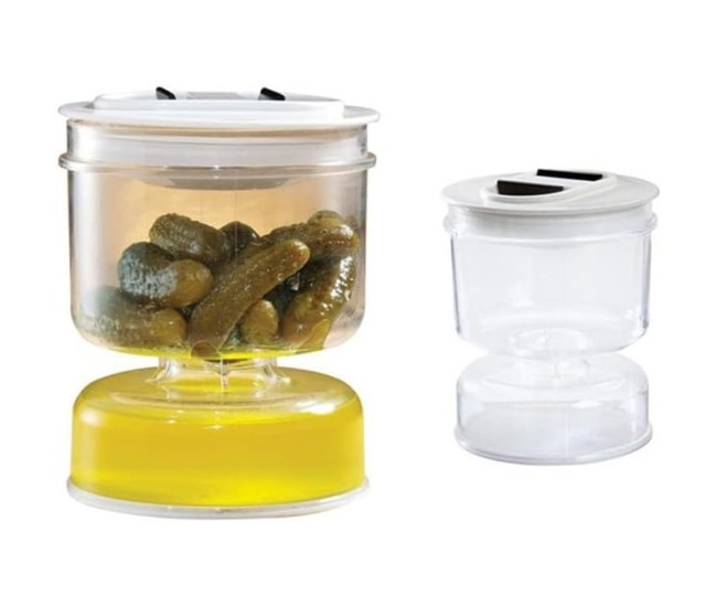 Borcan pentru Muraturi, Flippy, cu Separator pentru Lichide, Ermetic, Termorezistent, Tip Clepsidra, 800 ml, ABS, Alb, 13x11 cm Borcan pentru Muraturi, Flippy, cu Separator pentru Lichide, Ermetic, Termorezistent, Tip Clepsidra, 800 ml, ABS, Alb, 13x11 cm