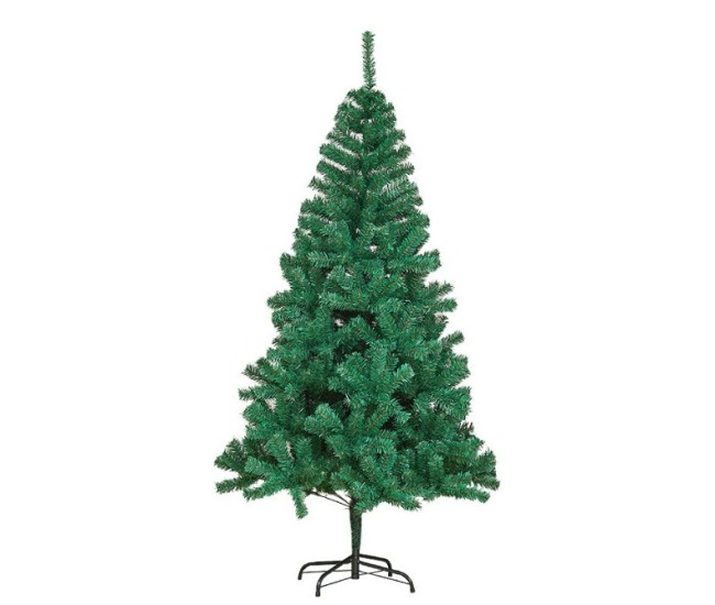 Brad de Craciun artificial cu suport inclus Flippy, 150 cm, 450 Ramuri Varfuri, Suport Clasic, Fara iluminare, utilizat pentru interior/exterior, Verde